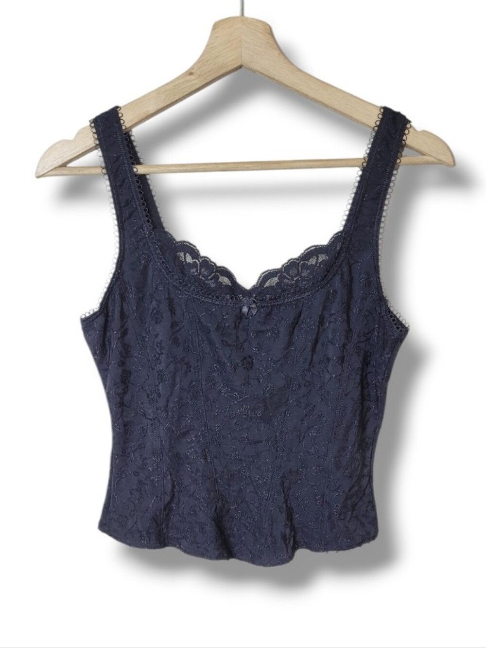 Arianne Black Lace Corset Cami Bow Vintage Y2K Camisole